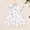 imageYOUNGER TREE Toddler Baby Girl Boho Dress Linen Ruffle Sleeveless Casual Dress Kids Solid Floral Summer Beach SundressWhite Floral