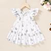 imageYOUNGER TREE Toddler Baby Girl Boho Dress Linen Ruffle Sleeveless Casual Dress Kids Solid Floral Summer Beach SundressWhite Floral