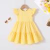 imageYOUNGER TREE Toddler Baby Girl Boho Dress Linen Ruffle Sleeveless Casual Dress Kids Solid Floral Summer Beach SundressYellow Floral