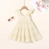 imageYOUNGER TREE Toddler Baby Girls Dress Summer Ruffle Sleeve Halter Casual Kids Beach SundressApricot