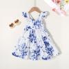 imageYOUNGER TREE Toddler Baby Girls Dress Summer Ruffle Sleeve Halter Casual Kids Beach SundressBlue Flower Dress