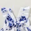 imageYOUNGER TREE Toddler Baby Girls Dress Summer Ruffle Sleeve Halter Casual Kids Beach SundressBlue Flower Dress