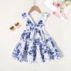 imageYOUNGER TREE Toddler Baby Girls Dress Summer Ruffle Sleeve Halter Casual Kids Beach SundressBlue Flower Dress