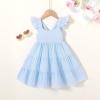 imageYOUNGER TREE Toddler Baby Girls Dress Summer Ruffle Sleeve Halter Casual Kids Beach SundressBlue Stripe
