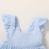 imageYOUNGER TREE Toddler Baby Girls Dress Summer Ruffle Sleeve Halter Casual Kids Beach SundressBlue Stripe