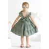 imageYOUNGER TREE Toddler Baby Girls Dress Summer Ruffle Sleeve Halter Casual Kids Beach SundressGreen