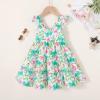 imageYOUNGER TREE Toddler Baby Girls Dress Summer Ruffle Sleeve Halter Casual Kids Beach SundressGreen Butterfly