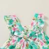 imageYOUNGER TREE Toddler Baby Girls Dress Summer Ruffle Sleeve Halter Casual Kids Beach SundressGreen Butterfly