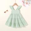 imageYOUNGER TREE Toddler Baby Girls Dress Summer Ruffle Sleeve Halter Casual Kids Beach SundressGreen Dress