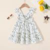 imageYOUNGER TREE Toddler Baby Girls Dress Summer Ruffle Sleeve Halter Casual Kids Beach SundressGreen Floral
