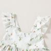 imageYOUNGER TREE Toddler Baby Girls Dress Summer Ruffle Sleeve Halter Casual Kids Beach SundressGreen Flower Dress