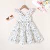 imageYOUNGER TREE Toddler Baby Girls Dress Summer Ruffle Sleeve Halter Casual Kids Beach SundressGreen Flower Dress