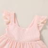 imageYOUNGER TREE Toddler Baby Girls Dress Summer Ruffle Sleeve Halter Casual Kids Beach SundressPink Stripe