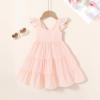 imageYOUNGER TREE Toddler Baby Girls Dress Summer Ruffle Sleeve Halter Casual Kids Beach SundressPink Stripe