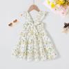 imageYOUNGER TREE Toddler Baby Girls Dress Summer Ruffle Sleeve Halter Casual Kids Beach SundressYellow Flower
