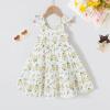 imageYOUNGER TREE Toddler Baby Girls Dress Summer Ruffle Sleeve Halter Casual Kids Beach SundressYellow Flower