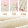 imageYOUNGER TREE Toddler Dress Baby Girl Summer Clothes Ruffle Sleeve Smock Beach Boho Dresses SundressBeige