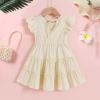 imageYOUNGER TREE Toddler Dress Baby Girl Summer Clothes Ruffle Sleeve Smock Beach Boho Dresses SundressBeige