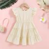 imageYOUNGER TREE Toddler Dress Baby Girl Summer Clothes Ruffle Sleeve Smock Beach Boho Dresses SundressBeige