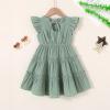 imageYOUNGER TREE Toddler Dress Baby Girl Summer Clothes Ruffle Sleeve Smock Beach Boho Dresses SundressGreen