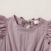 imageYOUNGER TREE Toddler Dress Baby Girl Summer Clothes Ruffle Sleeve Smock Beach Boho Dresses SundressGrey Purple