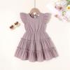 imageYOUNGER TREE Toddler Dress Baby Girl Summer Clothes Ruffle Sleeve Smock Beach Boho Dresses SundressGrey Purple