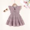 imageYOUNGER TREE Toddler Dress Baby Girl Summer Clothes Ruffle Sleeve Smock Beach Boho Dresses SundressGrey Purple