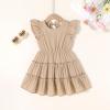imageYOUNGER TREE Toddler Dress Baby Girl Summer Clothes Ruffle Sleeve Smock Beach Boho Dresses SundressKhaki