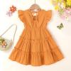 imageYOUNGER TREE Toddler Dress Baby Girl Summer Clothes Ruffle Sleeve Smock Beach Boho Dresses SundressOrange Brown