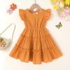 imageYOUNGER TREE Toddler Dress Baby Girl Summer Clothes Ruffle Sleeve Smock Beach Boho Dresses SundressOrange Brown