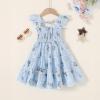 imageYOUNGER TREE Toddler Girl Dress Baby Girls Summer Clothes Ruffle Sleeve Floral Smock Beach Boho Dresses SundressBlue Floral