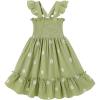 imageToddler Baby Girls Dress Floral Embroidered Boho Sleeveless Beach Butterfly SundressGrass Green and Flower