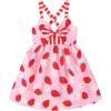 imageToddler Baby Girls Summer Skirt Ice Cream Print Sleeveless Strap Backless DressStrawberry