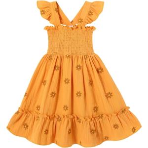 imageToddler Baby Girls Dress Floral Embroidered Boho Sleeveless Beach Butterfly SundressGinger and Flowers