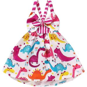 imageToddler Baby Girls Summer Skirt Ice Cream Print Sleeveless Strap Backless DressWhite