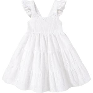imageYOUNGER TREE Toddler Baby Girls Dress Summer Ruffle Sleeve Halter Casual Kids Beach SundressWhite