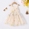 imageYOUNGER TREE 15T Toddler Kids Girls Summer Dress Sling Blue Floral Casual Dress Pattern Girls Party Dress SleevelessApricot Floral Tulle Sling Dress