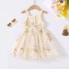 imageYOUNGER TREE 15T Toddler Kids Girls Summer Dress Sling Blue Floral Casual Dress Pattern Girls Party Dress SleevelessApricot Floral Tulle Sling Dress