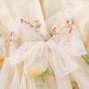 imageYOUNGER TREE 15T Toddler Kids Girls Summer Dress Sling Blue Floral Casual Dress Pattern Girls Party Dress SleevelessApricot Floral Tulle Sling Dress