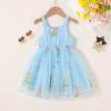 imageYOUNGER TREE 15T Toddler Kids Girls Summer Dress Sling Blue Floral Casual Dress Pattern Girls Party Dress SleevelessBlue Floral Tulle Sling Dress