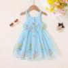 imageYOUNGER TREE 15T Toddler Kids Girls Summer Dress Sling Blue Floral Casual Dress Pattern Girls Party Dress SleevelessBlue Floral Tulle Sling Dress