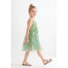 imageYOUNGER TREE 15T Toddler Kids Girls Summer Dress Sling Blue Floral Casual Dress Pattern Girls Party Dress SleevelessGreen Floral Tulle Sling Dress