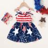 imageYOUNGER TREE 4th of July Toddler Baby Girl Dress Independence Day Outfit Kids American Flag Stars ClothesBluered1
