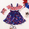 imageYOUNGER TREE 4th of July Toddler Baby Girl Dress Independence Day Outfit Kids American Flag Stars ClothesBluered2