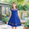 imageYOUNGER TREE Girls Dress Summer Sleeveless Round Neck Mesh A Line Casual Dresses with Pockets 613 YearsBlue