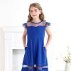 imageYOUNGER TREE Girls Dress Summer Sleeveless Round Neck Mesh A Line Casual Dresses with Pockets 613 YearsBlue