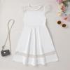 imageYOUNGER TREE Girls Dress Summer Sleeveless Round Neck Mesh A Line Casual Dresses with Pockets 613 YearsWhite