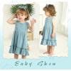imageYOUNGER TREE Toddler Girl Summer Sundress Sleeveless Casual Dress Ruffle Hem Cotton Solid Outfits with BowknotBaby Blue