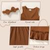 imageYOUNGER TREE Toddler Girl Summer Sundress Sleeveless Casual Dress Ruffle Hem Cotton Solid Outfits with BowknotBrown
