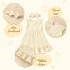 imageYOUNGER TREE Toddler Girl Summer Sundress Sleeveless Casual Dress Ruffle Hem Cotton Solid Outfits with BowknotCream